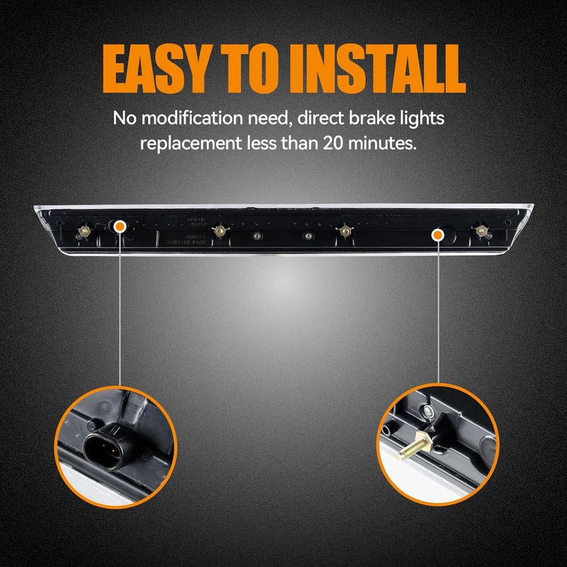 Cxdar Third 3rd Brake Light LED for 2015-2020 Chevy Tahoe/Suburban, High Mount Rear Brake Lights Assembly for 2016-2019 Suburban 3500HD, Waterproof Center Cab Lamp Stop Light (Chrome) - Image 4